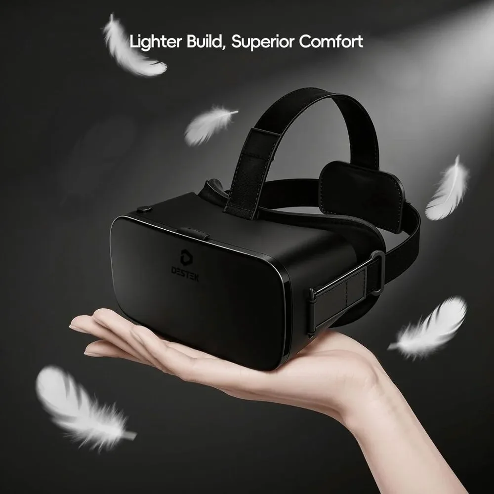 DESTEK V5 VR Headset for Phone with Controller Anti-Blue Eyes Protected HD Lens